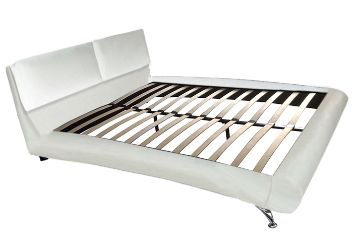 Letto matrimoniale modello Silene 227x174 bianco o nero rivestimento ecopelle piedi in acciaio