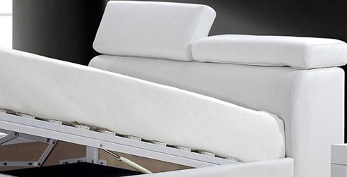 Letto matrimoniale modello London 220x167 ecopelle bianco o nero con vano contenitore