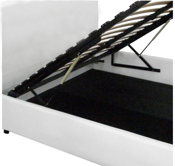 Letto matrimoniale modello Margherita 220x167 con vano contenitore bianco o nero ecopelle