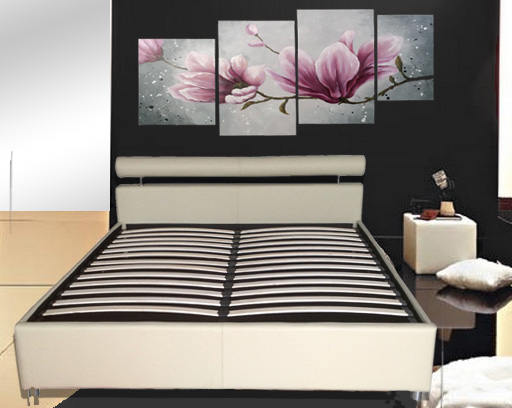 Letto matrimoniale con contenitore modello Primula bianco nero e beige in ecopelle