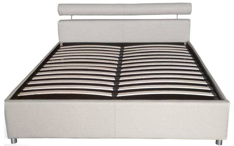 Letto matrimoniale con contenitore modello Primula bianco nero e beige in ecopelle