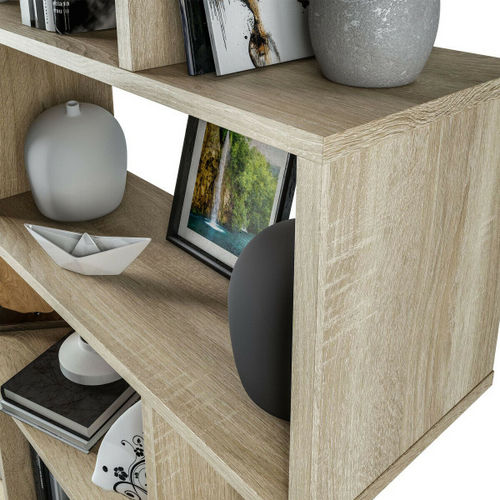 Mobile libreria 80x25x192cm design moderno con scaffali nei colori bianco, cemento e rovere modello TOLEDO