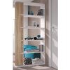 Libreria 95x25x180h cm 5 ripiani bianchi e colonna in legno rovere, modello SAMOA