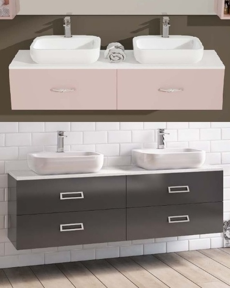 Mobile Bagno Cleo Bianco con Lavabo a Semincasso bh