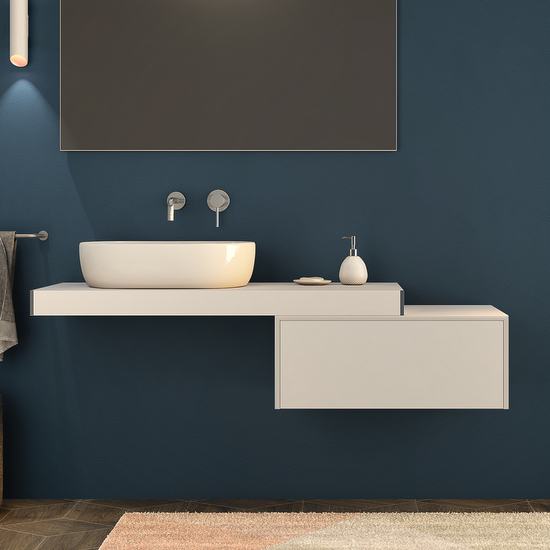 Piano mensola per lavandini d'appoggio in 3 misure bianco, pino sbiancato o rovere tabacco