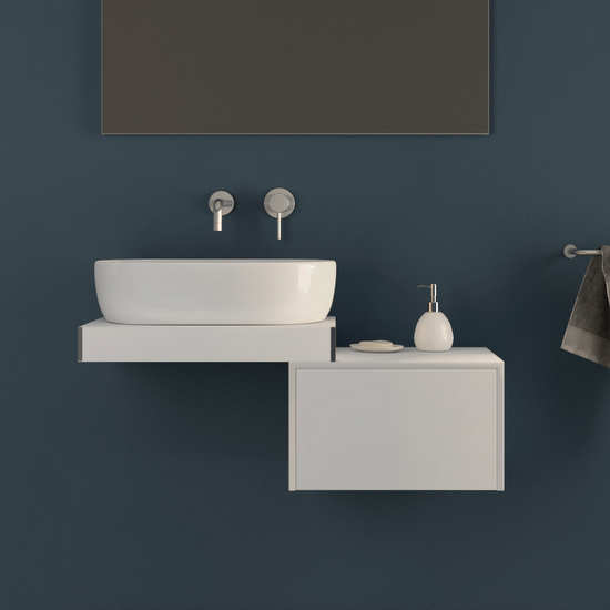 Piano mensola per lavandini d'appoggio in 3 misure bianco, pino sbiancato o rovere tabacco