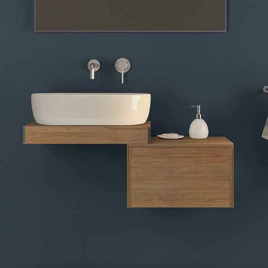 Piano mensola per lavandini d'appoggio in 3 misure bianco, pino sbiancato o rovere tabacco