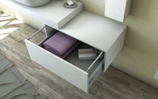 Piano mensola per lavandini d'appoggio in 3 misure bianco, pino sbiancato o rovere tabacco