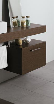 Bathroom shelf for countertop sink colors in wood essence