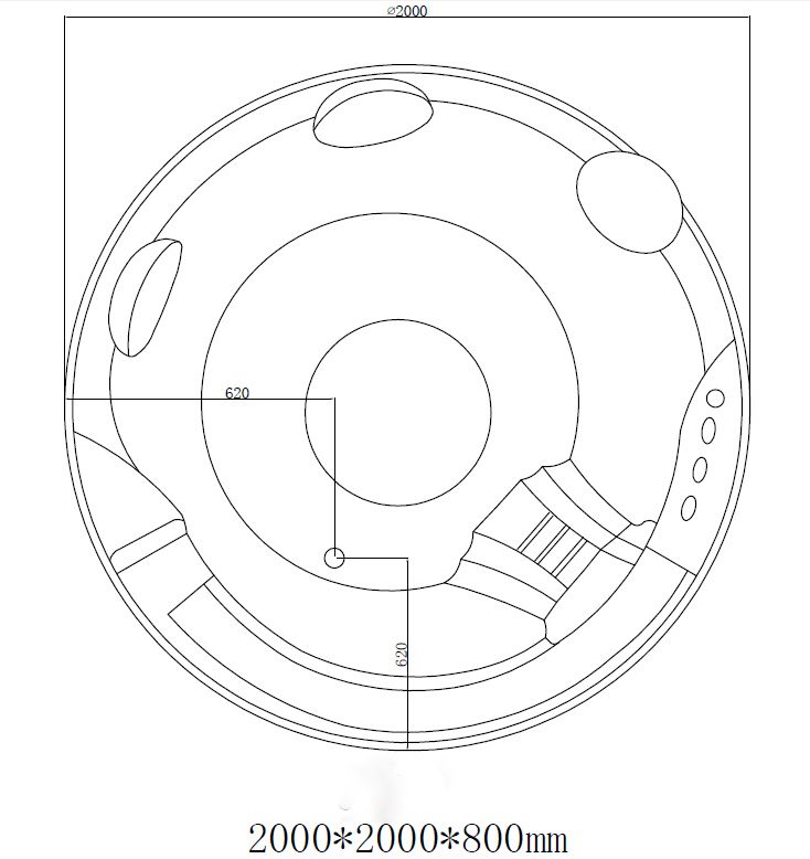 Mini piscina idromassaggio circolare 200x200cm con 29 getti MI006