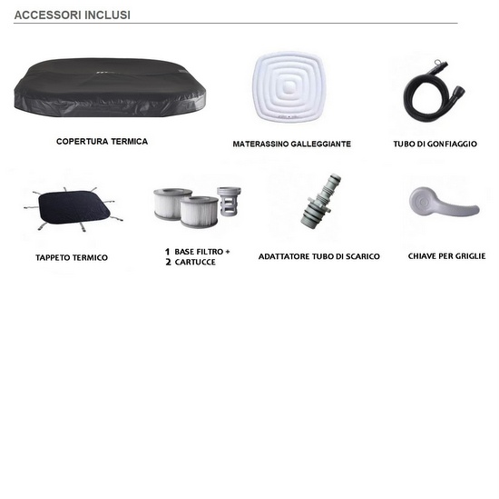 Minipiscina idromassaggio Mspa 185x68H cm con 132 getti da 5-6 posti PG016