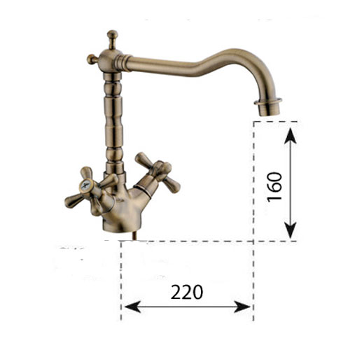 Miscelatore rubinetto collo alto per bagno cucina finitura cromata o bronzata modello RB63