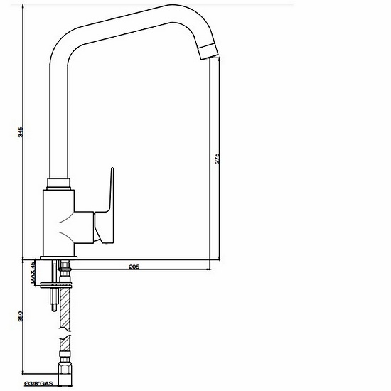Miscelatore da cucina collo squadrato Gaboli nero opaco RB111