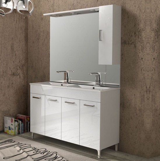 SALGAR Mobile Bagno Fully Rovere Albino Da 120 Cm Con Cubi E Portaphon  Toeletta Con Porta Asciugamani