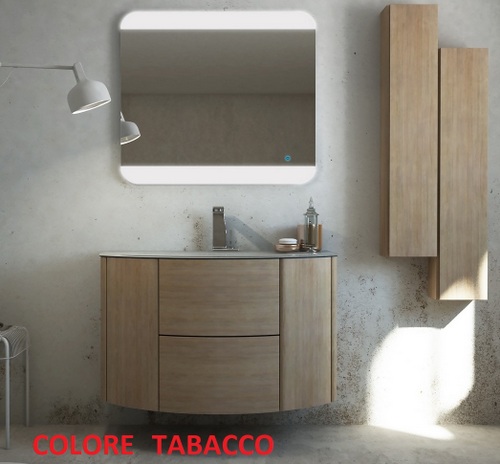 Mobile bagno sospeso Eden bianco frassino, cm 120, con lavabo e specchio a  led Arredobagno e Cucine s.r.l.s.