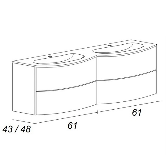 Arredo bagno moderno doppio lavabo bianco opaco,rovere sbiancato o tabacco modello Safari2