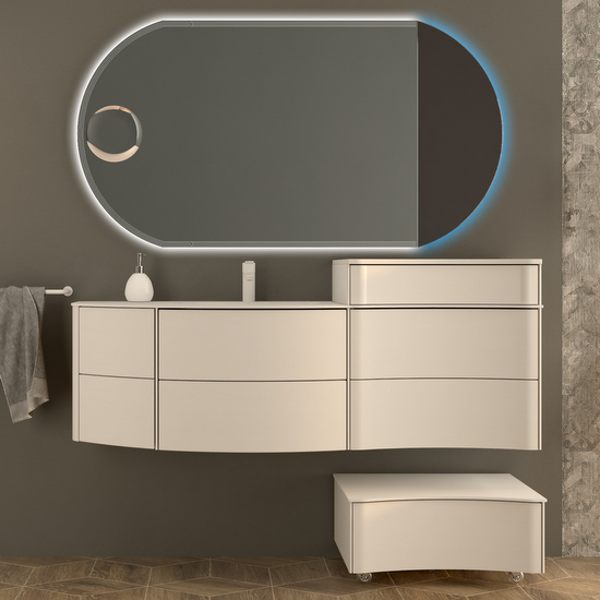 Matt white, bleached oak or tobacco 150cm modern bathroom furniture Safari model