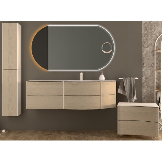 Matt white, bleached oak or tobacco 150cm modern bathroom furniture Safari model