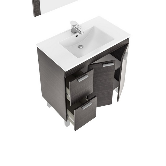 Arredo bagno modello Active cm 80x80xH45 cm grigio scuro lavabo in ceramica e piedini