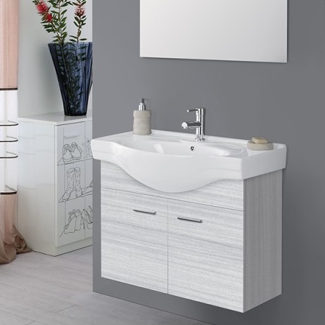 Mobile bagno sospeso con lavabo da 81cm e specchiera