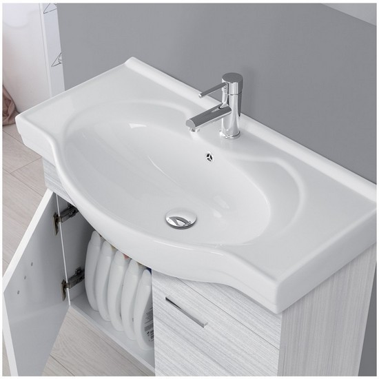 Arredo da bagno Icaro 81 cm sospeso 2 colori lavabo e specchio