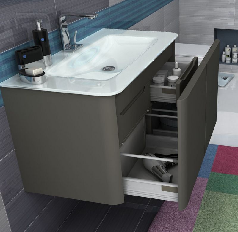 Mobile Bagno Liverpool 94 cm lavabo in resina Margini smussati