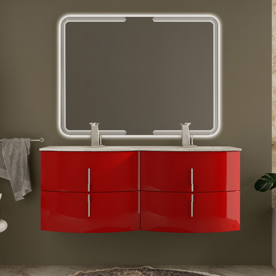 Arredobagno mobile Stiven da 138cm disponibile in 4 colori con doppio lavabo in cristallo o resina