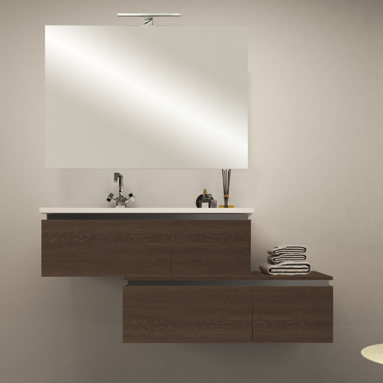 Avril bathroom furniture cm 100+110 120 130 140 150 160 170 200 off-center mineralmarble washbasin soft oak, tobacco, bleached oak, taupe and glossy white