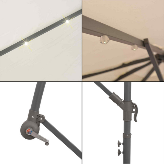 3-meter diameter octagonal umbrella with LED. Available in 3 colors OMB04