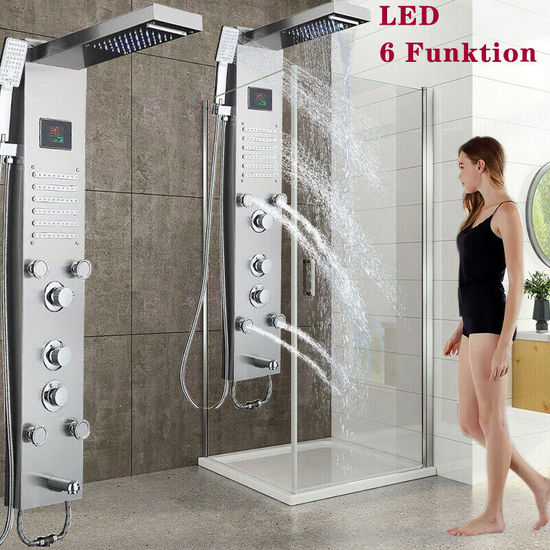 Stainless steel shower panel 20x111x38 cm with hydromassage nozzles available in 6 types MD001