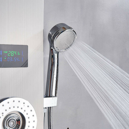 Stainless steel shower panel 20x111x38 cm with hydromassage nozzles available in 6 types MD001