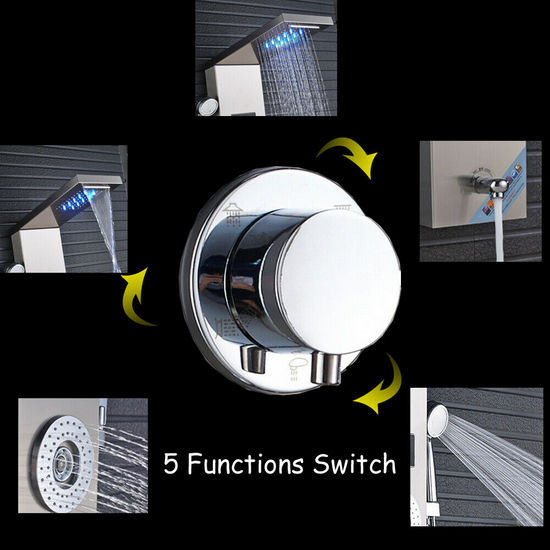Stainless steel shower panel 20x111x38 cm with hydromassage nozzles available in 6 types MD001