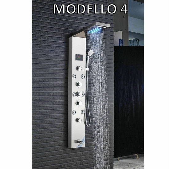 Stainless steel shower panel 20x111x38 cm with hydromassage nozzles available in 6 types MD001