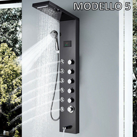 Stainless steel shower panel 20x111x38 cm with hydromassage nozzles available in 6 types MD001