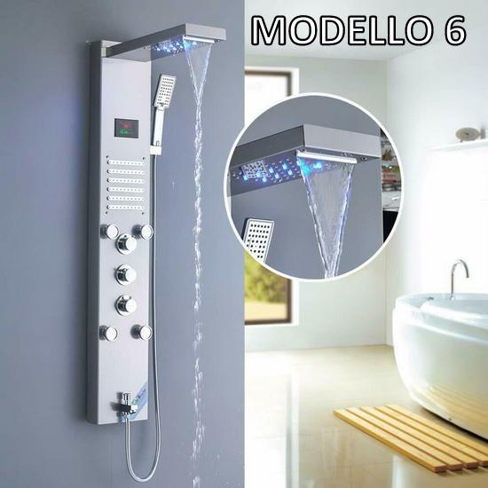 Stainless steel shower panel 20x111x38 cm with hydromassage nozzles available in 6 types MD001