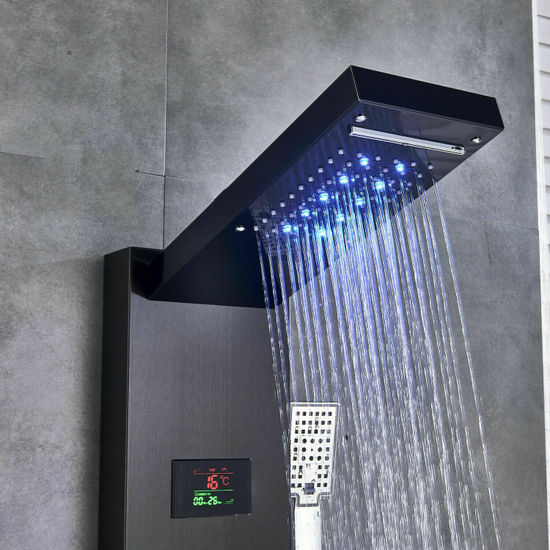 Stainless steel shower panel 20x111x38 cm with hydromassage nozzles available in 6 types MD001