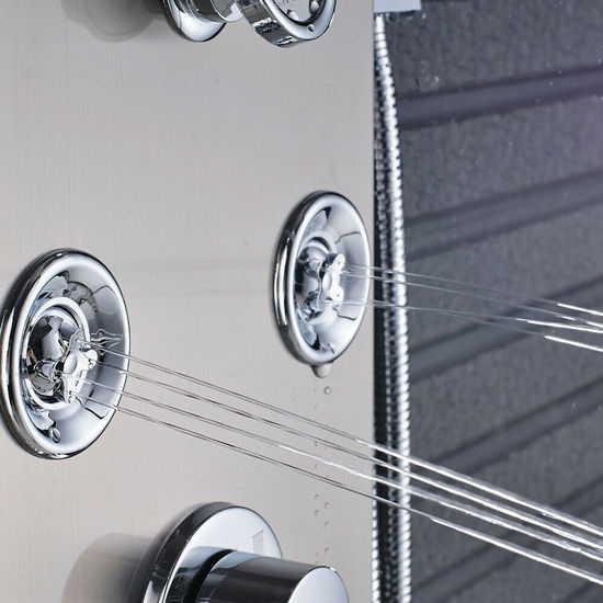 Stainless steel shower panel 20x111x38 cm with hydromassage nozzles available in 6 types MD001