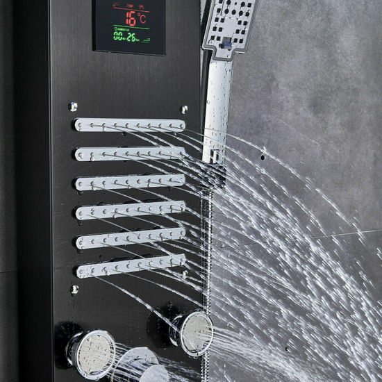 Stainless steel shower panel 20x111x38 cm with hydromassage nozzles available in 6 types MD001