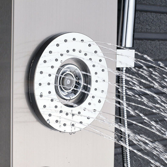 Stainless steel shower panel 20x111x38 cm with hydromassage nozzles available in 6 types MD001
