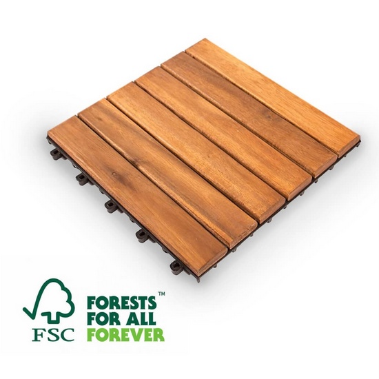 Pavimentazione per esterni 1 mq listelli in legno di Acacia 3 modelli