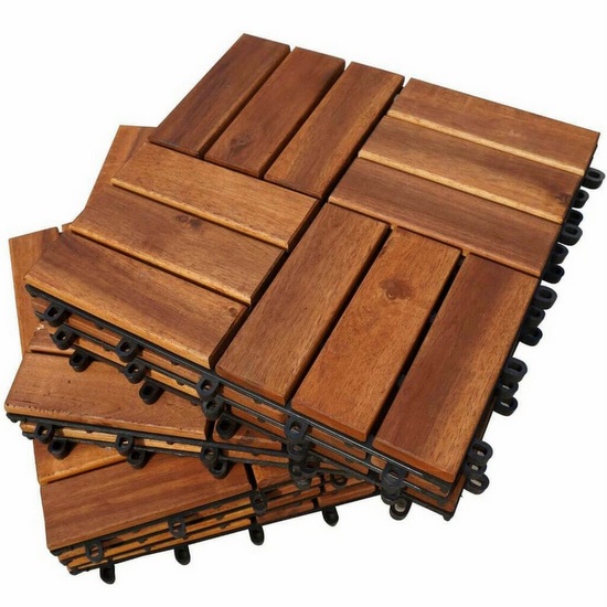 Pavimentazione per esterni 1 mq listelli in legno di Acacia 3 modelli