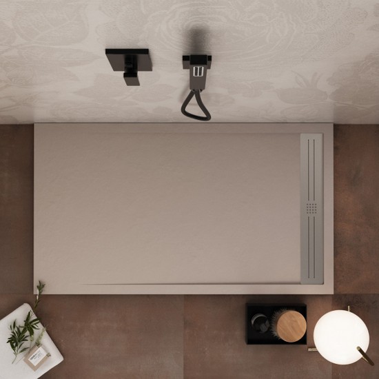 Piatto doccia con canalina diverse dimensioni e colorazioni in marmoresina TA025