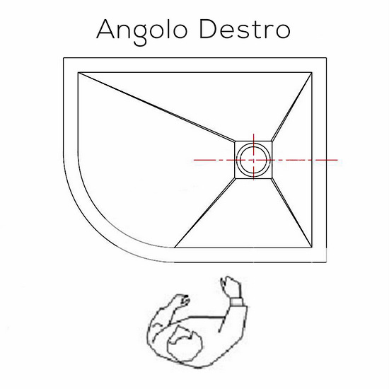 Piatto doccia semicircolare in diverse dimensioni realizzato in resina effetto pietra TA018