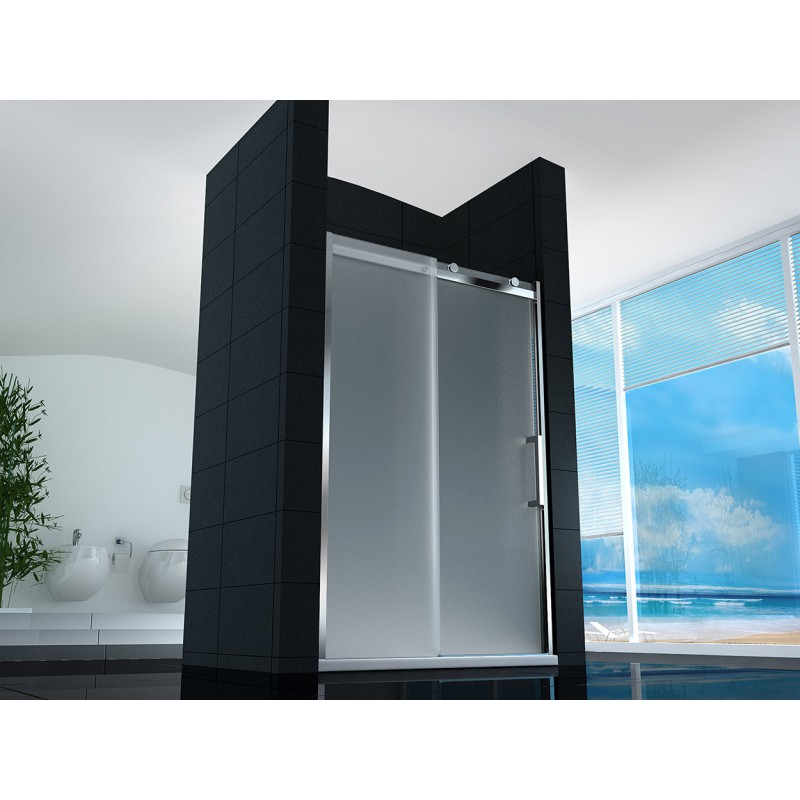 sliding_wall_shower_door_opaque_8mm_12 Shower door fixed sliding wall door 8mm profllo aluminum glass clear opaque or smoked PT06