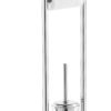 Metal accessory Low chrome floor lamp with paper holder and toilet brush