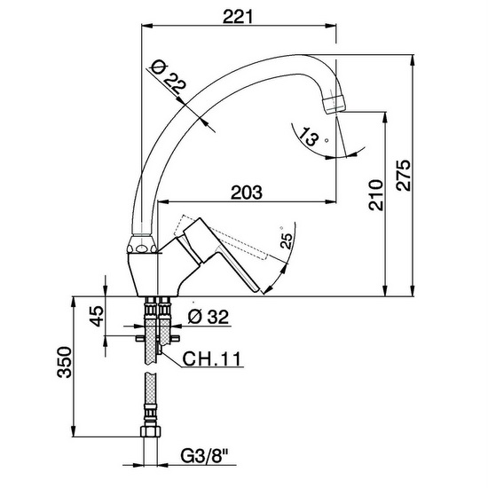 Rubinetto da cucina funzione risparmio energetico marca Huber RB108