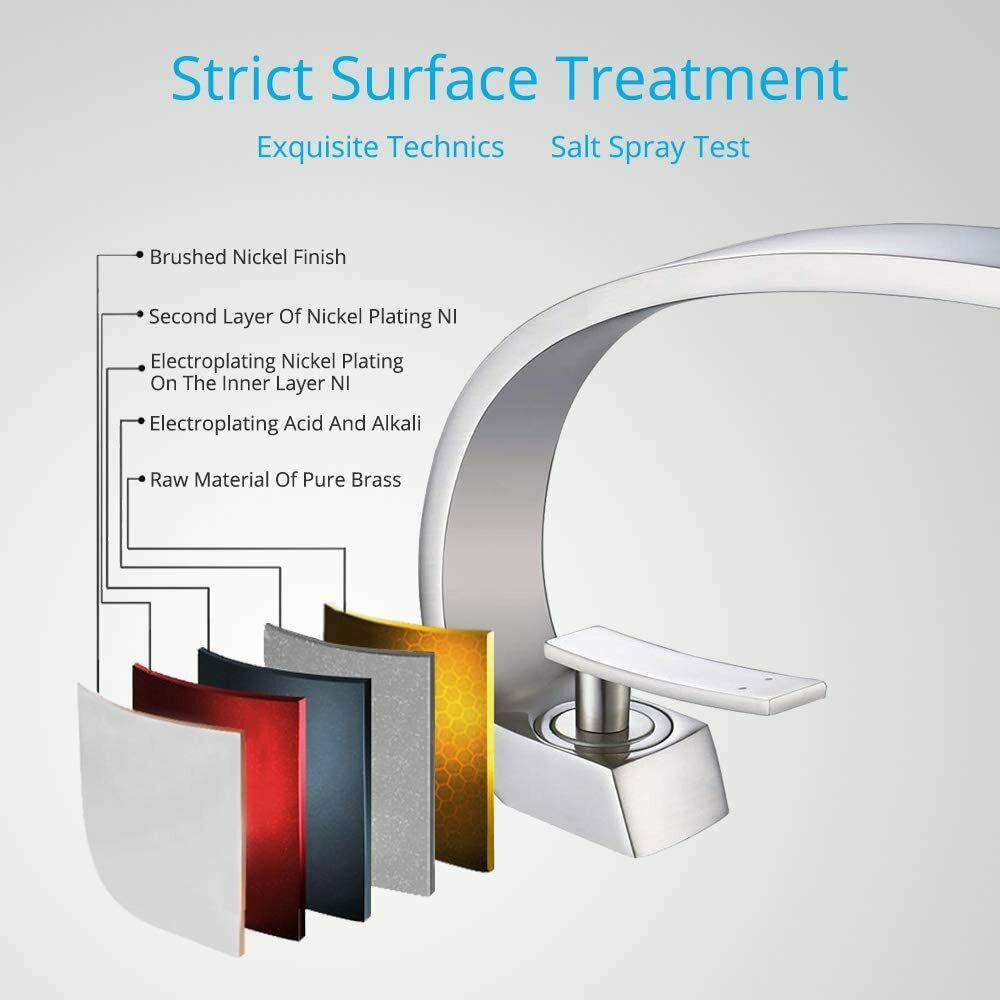 Rubinetto in ottone con forma curva per lavabo in 3 colori RB128