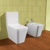 Domino model flush wall sanitary ware with rimless monoblock toilet and soft-close toilet covers