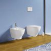 Coppia sanitari wc bidet modello Cover sospesi moderni in ceramica bianca copriwater incluso