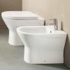 Sanitari Luna a terra vaso e bidet con copriwc senza brida